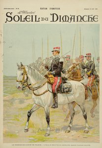 Pierwsza eskadra Francji, manewry szkoły Saint-Cyr, ilustracja z okładki „Soleil du Dimanche” 25 sierpnia 1901